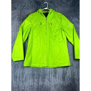 I5 Apparel Rain Jacket Womens Medium Green Mesh Lined Full Zip Waterproof Hooded